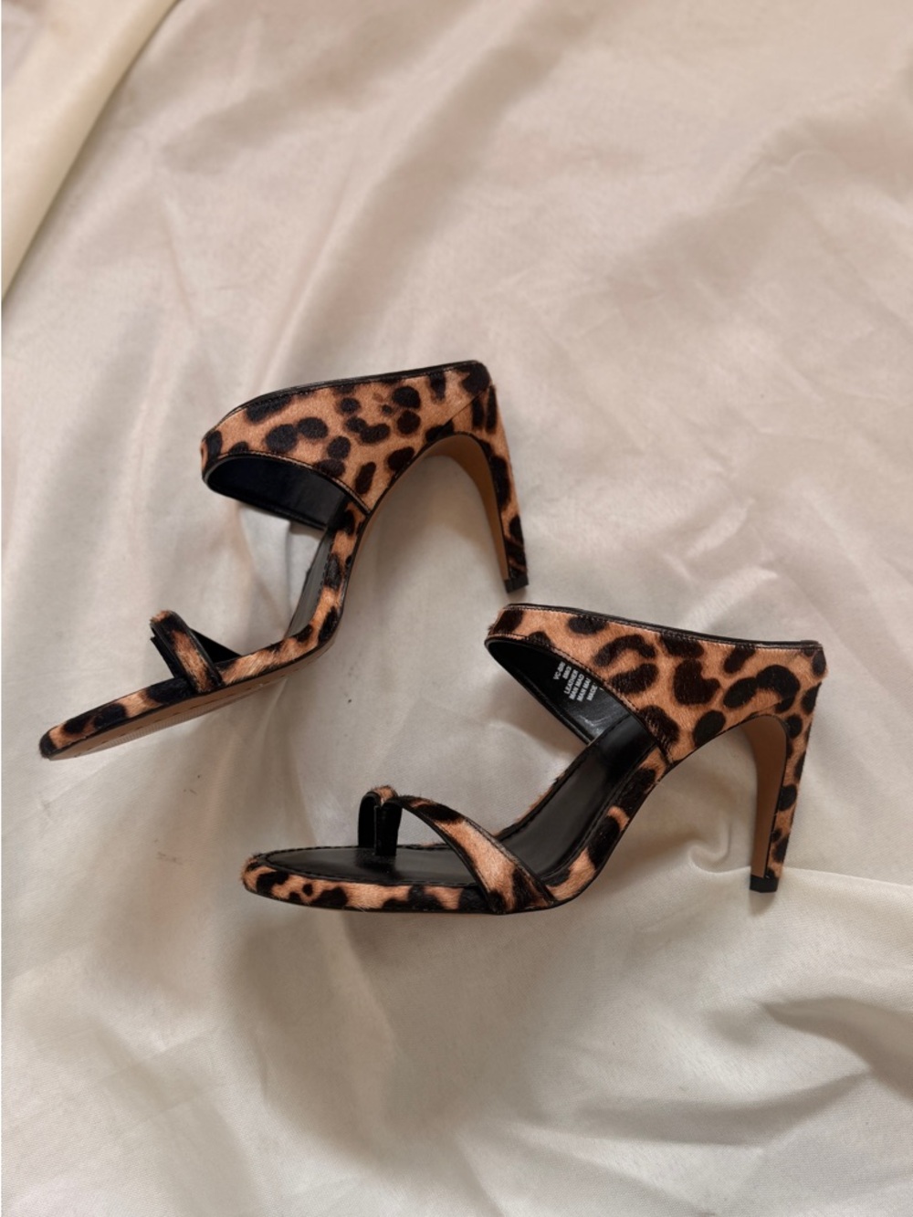 Vince Camuto Leopard-Print Open Toe Heels - Black and Brown